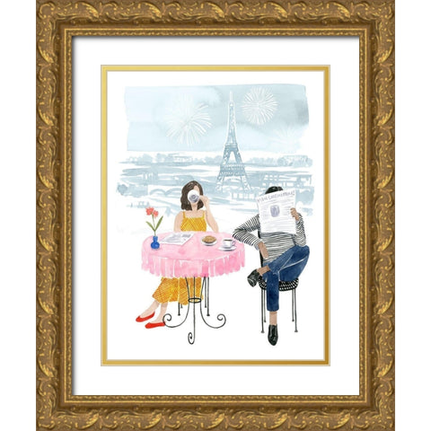 Paris in Love II Gold Ornate Wood Framed Art Print with Double Matting by Popp, Grace