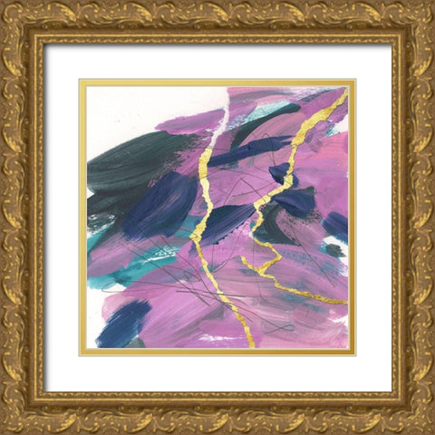 Divided Violet I Gold Ornate Wood Framed Art Print with Double Matting by Wang, Melissa