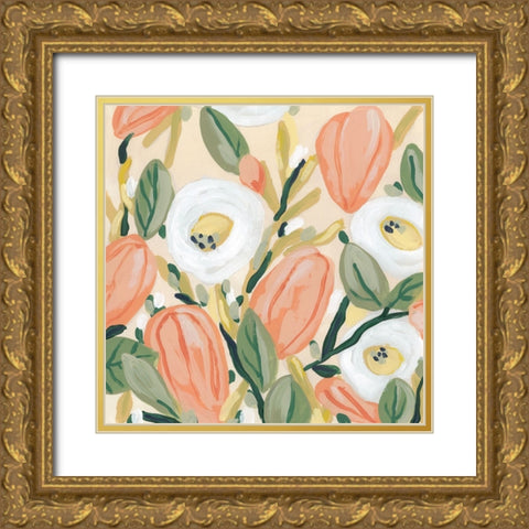 Gleeful Garden II Gold Ornate Wood Framed Art Print with Double Matting by Vess, June Erica