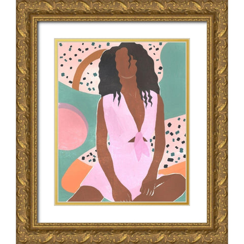 Curly Lady III Gold Ornate Wood Framed Art Print with Double Matting by Wang, Melissa