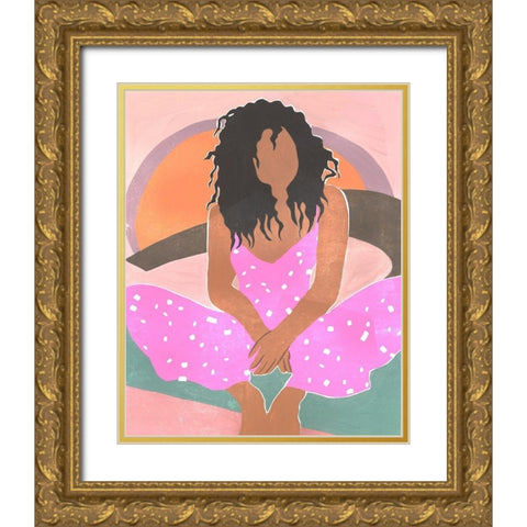 Curly Lady IV Gold Ornate Wood Framed Art Print with Double Matting by Wang, Melissa