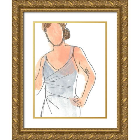 Modern Figure Sketch II Gold Ornate Wood Framed Art Print with Double Matting by Vess, June Erica