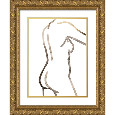 Her Lines III Gold Ornate Wood Framed Art Print with Double Matting by Popp, Grace