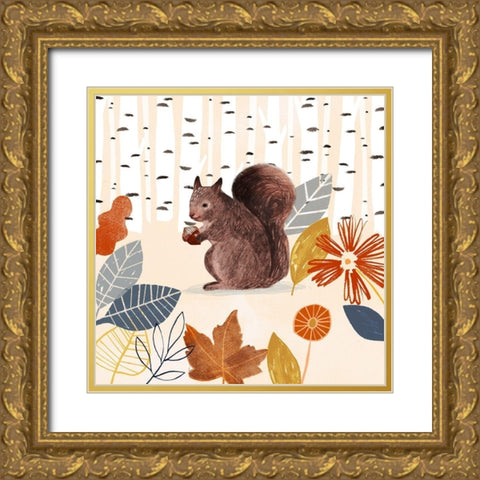 Cozy Autumn Woodland IV Gold Ornate Wood Framed Art Print with Double Matting by Borges, Victoria