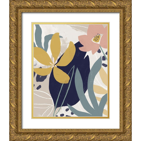 Paper Garden II Gold Ornate Wood Framed Art Print with Double Matting by Vess, June Erica