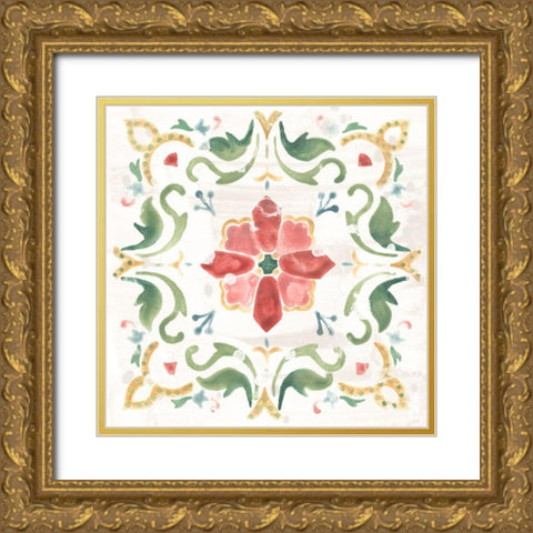 Boho Tile I Gold Ornate Wood Framed Art Print with Double Matting by Vess, June Erica