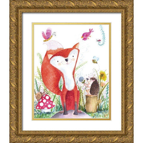 Forest Pals I Gold Ornate Wood Framed Art Print with Double Matting by Hernandez, Larisa