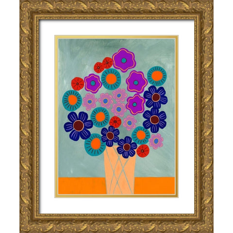 Summer Arrangement II Gold Ornate Wood Framed Art Print with Double Matting by Moore, Regina
