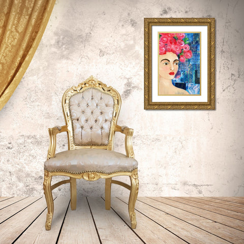 Flowers in her Hair I Gold Ornate Wood Framed Art Print with Double Matting by Moore, Regina