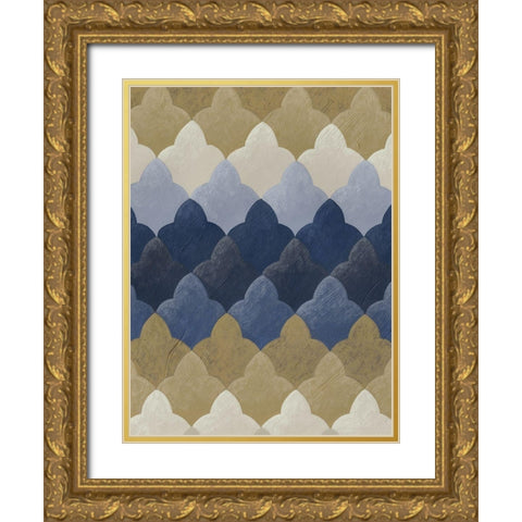 Navy Motif I Gold Ornate Wood Framed Art Print with Double Matting by Zarris, Chariklia