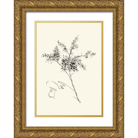 Ink Wash Floral VII - Forsythia Gold Ornate Wood Framed Art Print with Double Matting by Rae, Nan