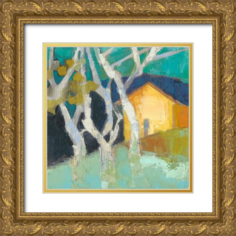 Avoca Barn Gold Ornate Wood Framed Art Print with Double Matting by Jachimiec, Sue