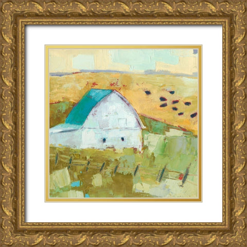 Nash Barn Gold Ornate Wood Framed Art Print with Double Matting by Jachimiec, Sue