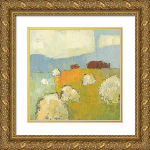 New Glarus Barn Gold Ornate Wood Framed Art Print with Double Matting by Jachimiec, Sue