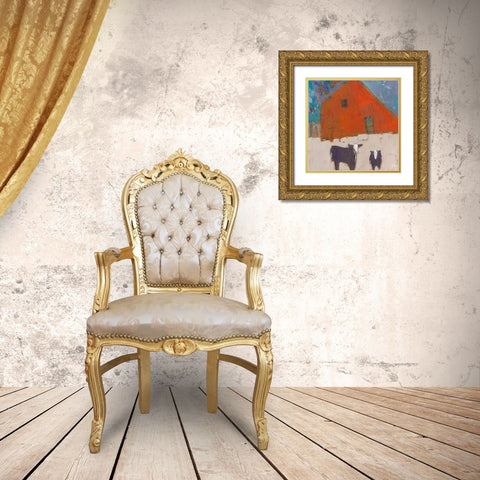 Hazel Barn Gold Ornate Wood Framed Art Print with Double Matting by Jachimiec, Sue