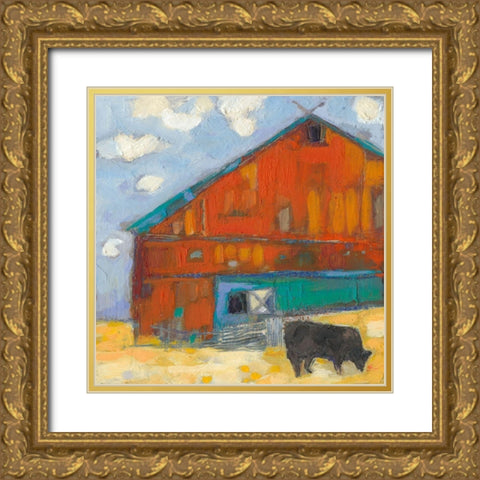 Schullsburg Barn Gold Ornate Wood Framed Art Print with Double Matting by Jachimiec, Sue