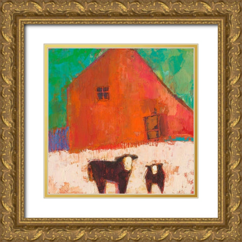 Baraboo Barn Gold Ornate Wood Framed Art Print with Double Matting by Jachimiec, Sue