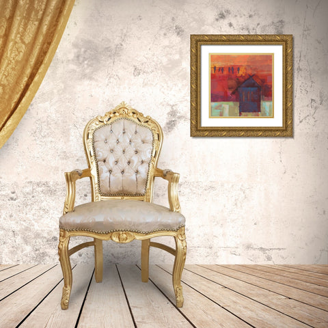 Bird Barn Gold Ornate Wood Framed Art Print with Double Matting by Jachimiec, Sue