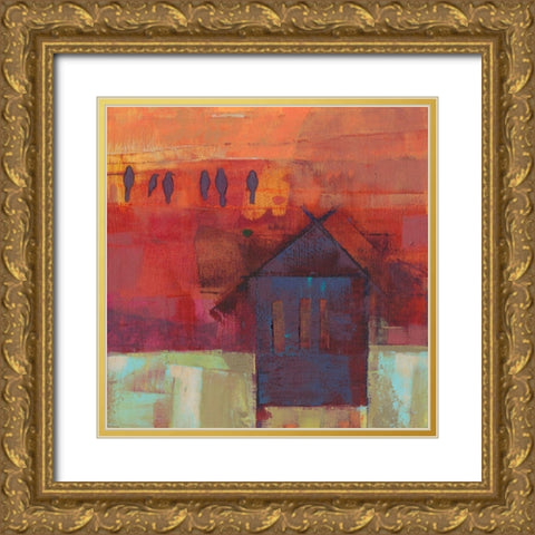 Bird Barn Gold Ornate Wood Framed Art Print with Double Matting by Jachimiec, Sue
