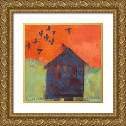 Bird Barn II Gold Ornate Wood Framed Art Print with Double Matting by Jachimiec, Sue