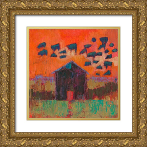 Kasten Barn Gold Ornate Wood Framed Art Print with Double Matting by Jachimiec, Sue
