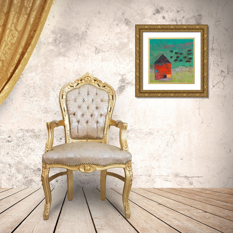 Pecatonica Barn Gold Ornate Wood Framed Art Print with Double Matting by Jachimiec, Sue