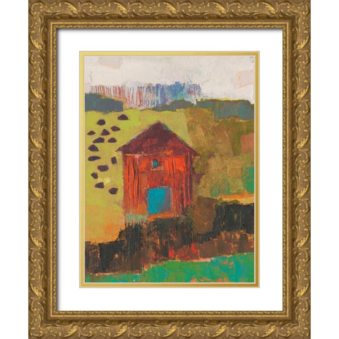 Darlington Barn Gold Ornate Wood Framed Art Print with Double Matting by Jachimiec, Sue