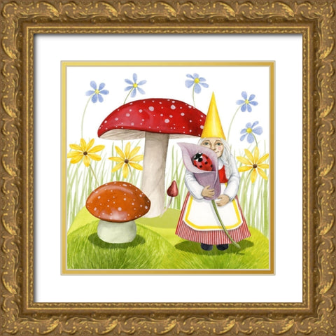 Gnome Neighbors II Gold Ornate Wood Framed Art Print with Double Matting by Popp, Grace