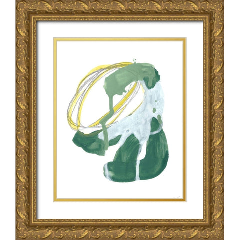 Green Discus II Gold Ornate Wood Framed Art Print with Double Matting by Vess, June Erica