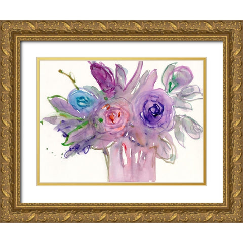 Floral Accent I Gold Ornate Wood Framed Art Print with Double Matting by Dixon, Samuel