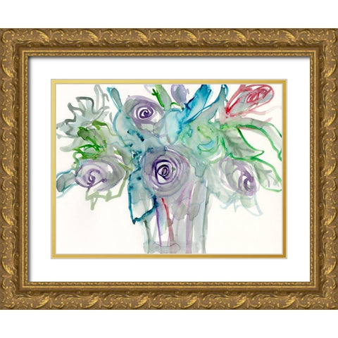 Floral Accent II Gold Ornate Wood Framed Art Print with Double Matting by Dixon, Samuel