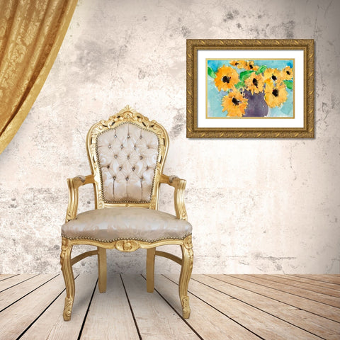 Sunflower Moment I Gold Ornate Wood Framed Art Print with Double Matting by Dixon, Samuel