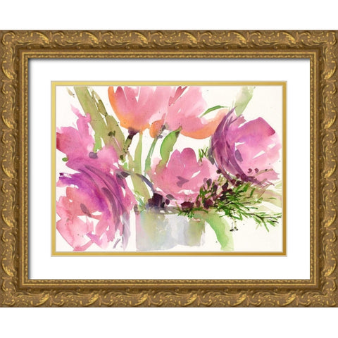 Velvet II Gold Ornate Wood Framed Art Print with Double Matting by Dixon, Samuel
