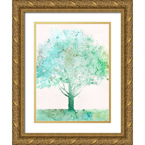 Aquamarine Tree I Gold Ornate Wood Framed Art Print with Double Matting by Meagher, Megan