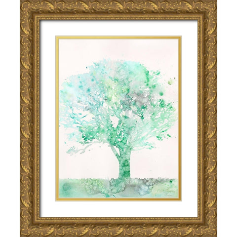 Aquamarine Tree II Gold Ornate Wood Framed Art Print with Double Matting by Meagher, Megan