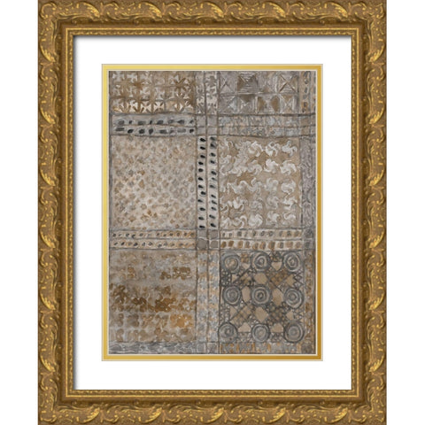 Aged Adinkra Cloth I Gold Ornate Wood Framed Art Print with Double Matting by Dixon, Samuel