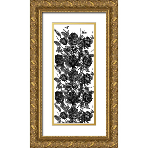 Custom Black and White Botanical II Gold Ornate Wood Framed Art Print with Double Matting by Wang, Melissa