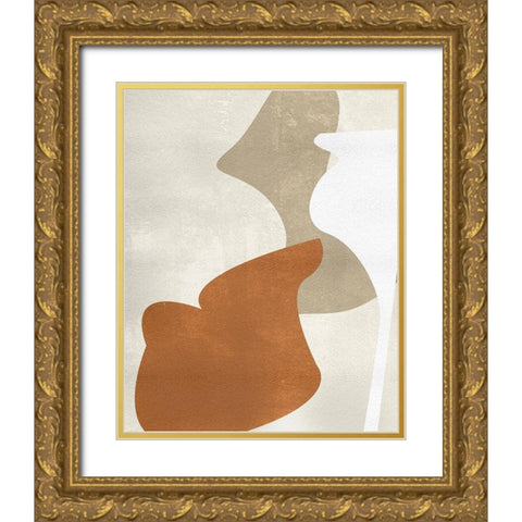 Beige Structure III Gold Ornate Wood Framed Art Print with Double Matting by Wang, Melissa