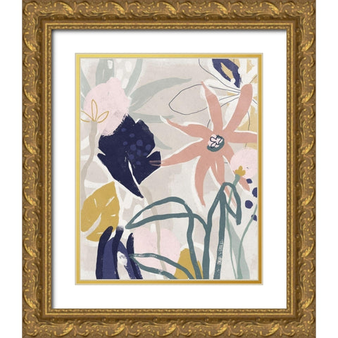 Garden Jumble I Gold Ornate Wood Framed Art Print with Double Matting by Vess, June Erica