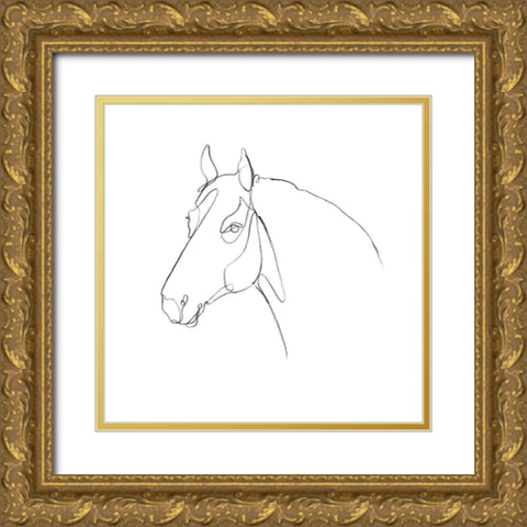 Equine Pencil Contour III Gold Ornate Wood Framed Art Print with Double Matting by Scarvey, Emma