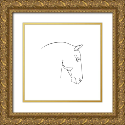 Equine Pencil Contour IV Gold Ornate Wood Framed Art Print with Double Matting by Scarvey, Emma