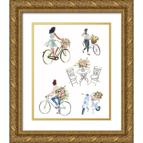 Bring Home Flowers I Gold Ornate Wood Framed Art Print with Double Matting by Borges, Victoria