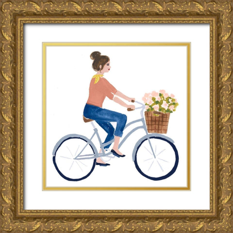 Bonheur III Gold Ornate Wood Framed Art Print with Double Matting by Borges, Victoria