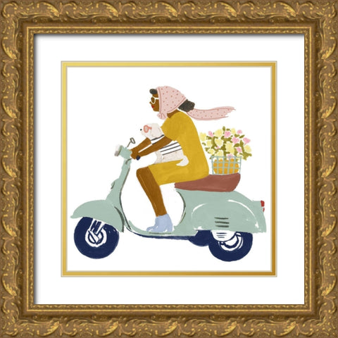 Bonheur IV Gold Ornate Wood Framed Art Print with Double Matting by Borges, Victoria