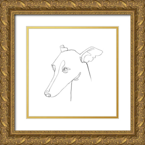 Greyhound Pencil Portrait I Gold Ornate Wood Framed Art Print with Double Matting by Scarvey, Emma