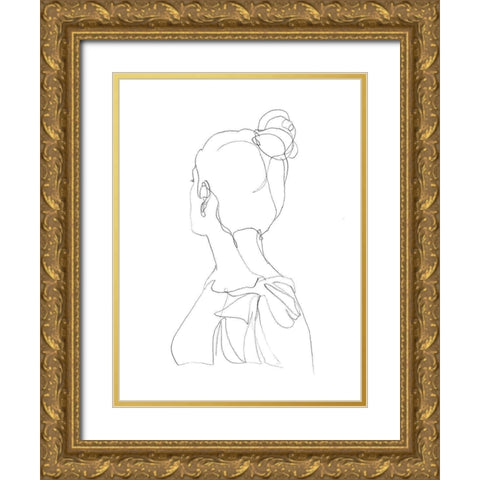 Feminine Contour I Gold Ornate Wood Framed Art Print with Double Matting by Harper, Ethan