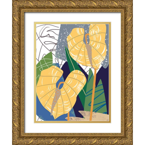 Laceleaf Wind II Gold Ornate Wood Framed Art Print with Double Matting by Wang, Melissa
