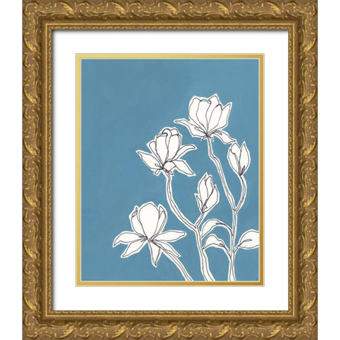 Botanic Drawing IV Gold Ornate Wood Framed Art Print with Double Matting by Moore, Regina
