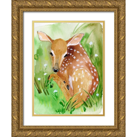 Baby Spring Animals I Gold Ornate Wood Framed Art Print with Double Matting by Ludwig, Alicia