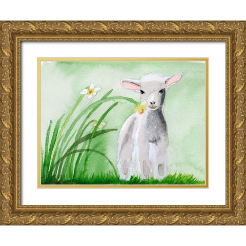 Baby Spring Animals IV Gold Ornate Wood Framed Art Print with Double Matting by Ludwig, Alicia